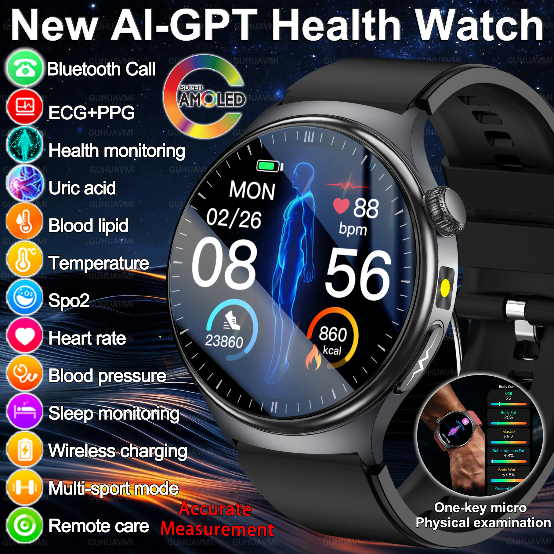 Industrial Laser Beam - Novo Smartwatch 2026 com Diagnóstico Preciso,
