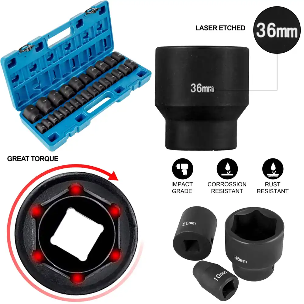 Industrial Laser Repair - Conjunto de Soquetes de Impacto Métricos,