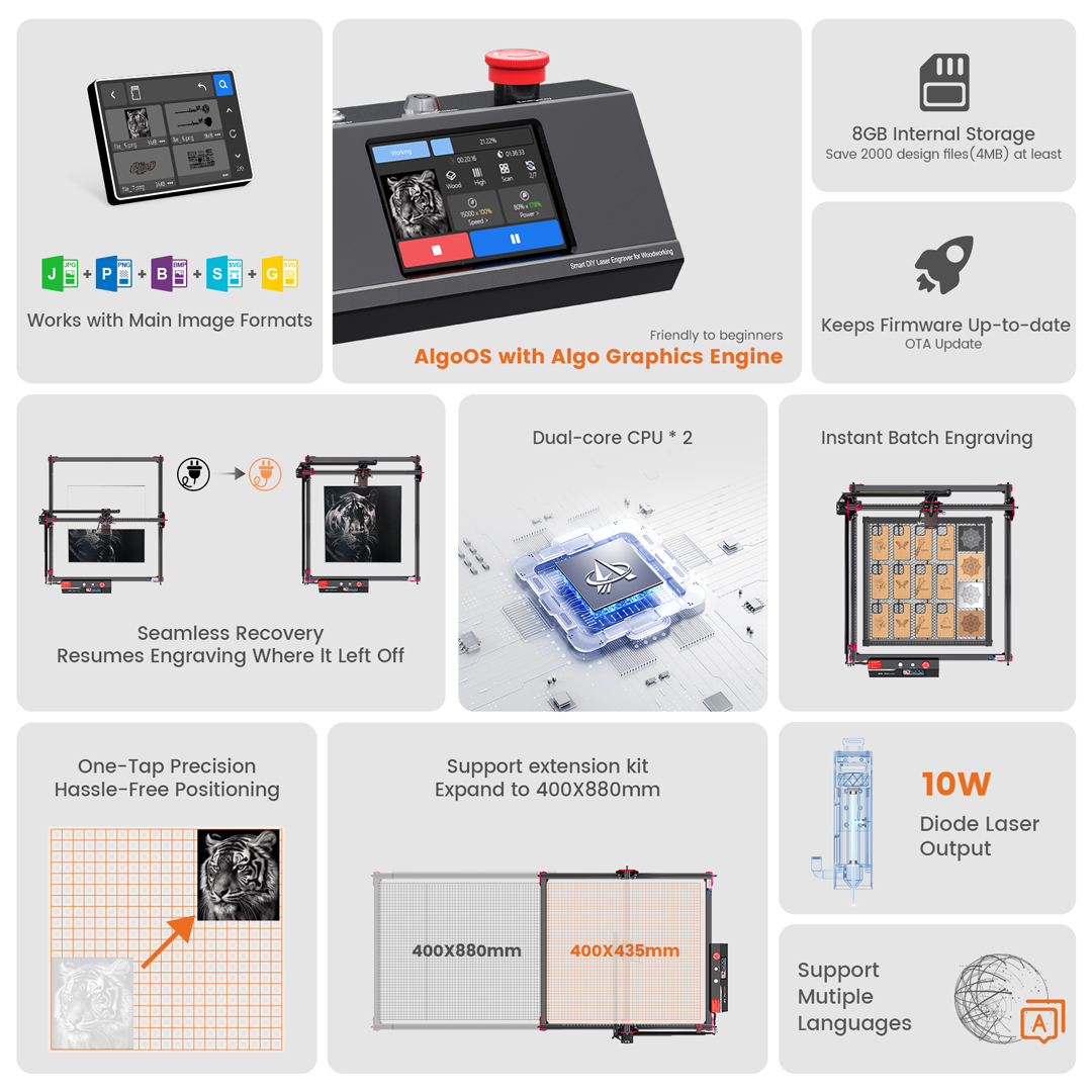 AlgoLaser DIY KIT MK2 10W Grav - Industrial Laser Cutting Machine avaliação e preço