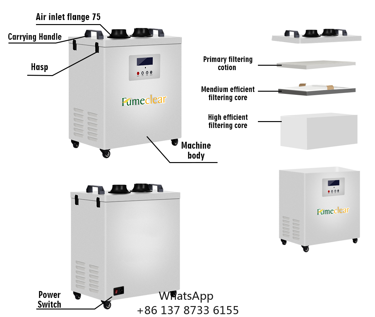 Extrator de fumaça portátil ap - Industrial Laser Fume Extractor avaliação e preço